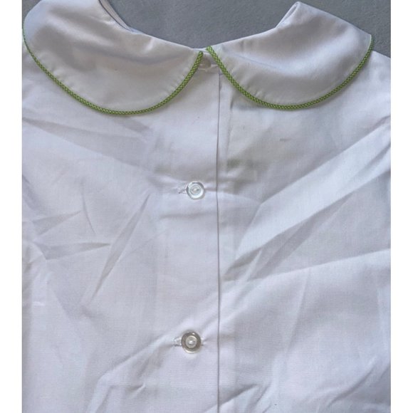 Castles & Crowns 4 NWOT white Peter Pan collar green trim puff sleeves button do - Picture 6 of 6
